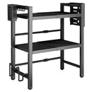 3-Tier Microwave Stand Oven Rack Height Adjustable and Extendable Stainless Steel Kitchen Storage Shelf With 6 Hook Over the Kitchen Counter Max Load 75Kgs