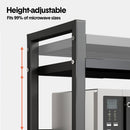 3-Tier Microwave Stand Oven Rack Height Adjustable and Extendable Stainless Steel Kitchen Storage Shelf With 6 Hook Over the Kitchen Counter Max Load 75Kgs
