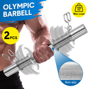 Olympic Barbell Bar 50cm Heavy Duty Dumbbell Handles Pair of Steel 100kg Weight Capacity with Spring Collars for 2" Olympic Weight Plate Strength Training