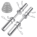 Olympic Barbell Bar 50cm Heavy Duty Dumbbell Handles Pair of Steel 100kg Weight Capacity with Spring Collars for 2" Olympic Weight Plate Strength Training