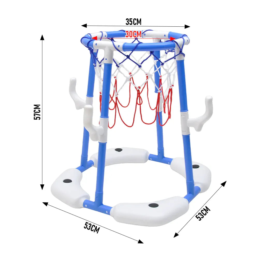 Pool Basketball Hoop Set Floating Swimming Pool Toys Inflatable Poolside Game with 4 Balls 12 Circles and Pump Fun Water Sport Toy for Kids and Adults