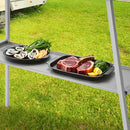 Portable Charcoal Grill Rectangular Folding Stainless Steel BBQ Grill L100xW18cm For Skewer and Kebabs with Storage Shelf Outdoor Camping Patio Cooking