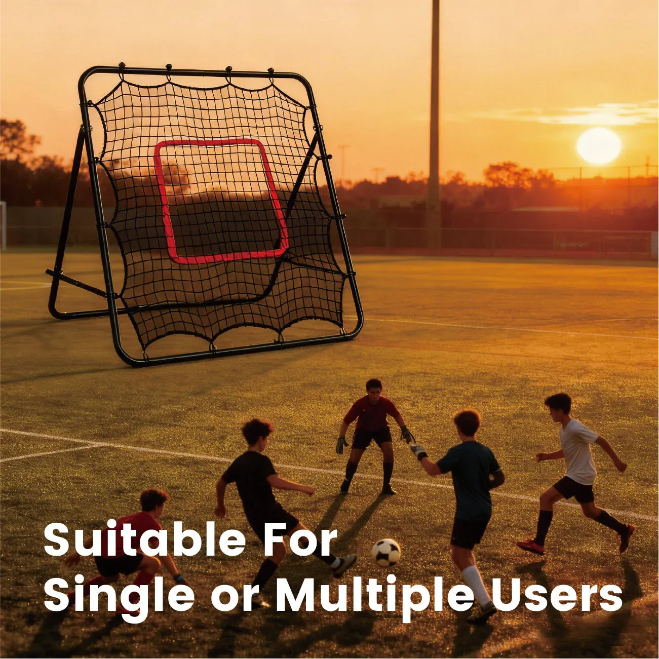 1m Football Rebounder Net Soccer Training Kickback Target Bounce Wall Detachable Metal Frame and PE Net For Passing Shooting Practice Sports Skills Trainer