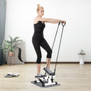 Mini Stepper Home Office Stair Stepper Machine with Resistance Bands and LCD Monitor for Full Body Workout Cardio Exercises Calves Trainer Calf Stretch