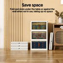 Foldable Storage Cabinet Stackable Bins Household Plastic Closet Multi-purpose Organizer Doors and Top Lid 2 Way Opening with 360 Degree Rotatable Wheels