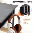80cm Study Desk Home Office Computer Desk with 2 Fabric Drawers Side Pocket and Hook Modern Small Writing Table for Bedroom Dorm Small Spaces Black