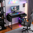 80cm Study Desk Home Office Computer Desk with 2 Fabric Drawers Side Pocket and Hook Modern Small Writing Table for Bedroom Dorm Small Spaces Black