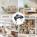80cm Study Desk Home Office Computer Desk with 2 Fabric Drawers Side Pocket and Hook Modern Small Writing Table for Bedroom Dorm Small Spaces Black