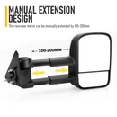Front Pair Extendable Towing Mirrors Fit for Nissan Patrol GU/Y61 1997-2016 Manual Foldable Split View Black 2pcs