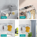 Alston Wall Mounted Drying Rack Black Clothes Airer Space Saver Folding Dryer Bearing Capacity 12KG Foldable Rail With Hooks Indoor Outdoor Balcony Laundry