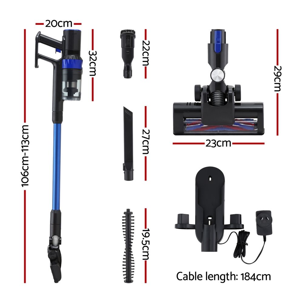 Devanti Stick Vacuum Cleaner Brushless Cordless 350W Blue