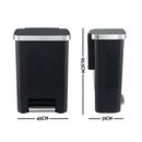 Artiss Rubbish Bin 51L Kitchen Pedal Soft Close Lid Liner Pocket Black