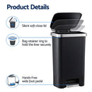 Artiss Rubbish Bin 51L Kitchen Pedal Soft Close Lid Liner Pocket Black