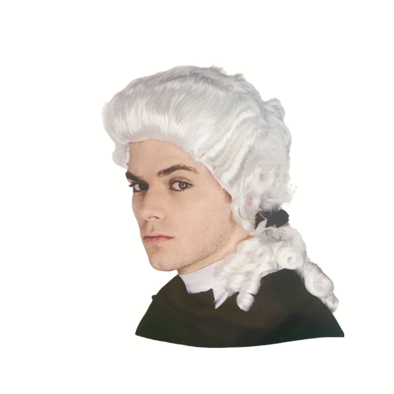 White Judge Wig Colonial Wig Lawyer Dress Costume Halloween Fancy Party wig - NuSea