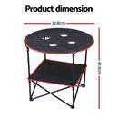 Weisshorn Folding Camping Table with 4 Cup Holders Metal Oxford 73CM Black