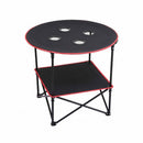 Weisshorn Folding Camping Table with 4 Cup Holders Metal Oxford 73CM Black
