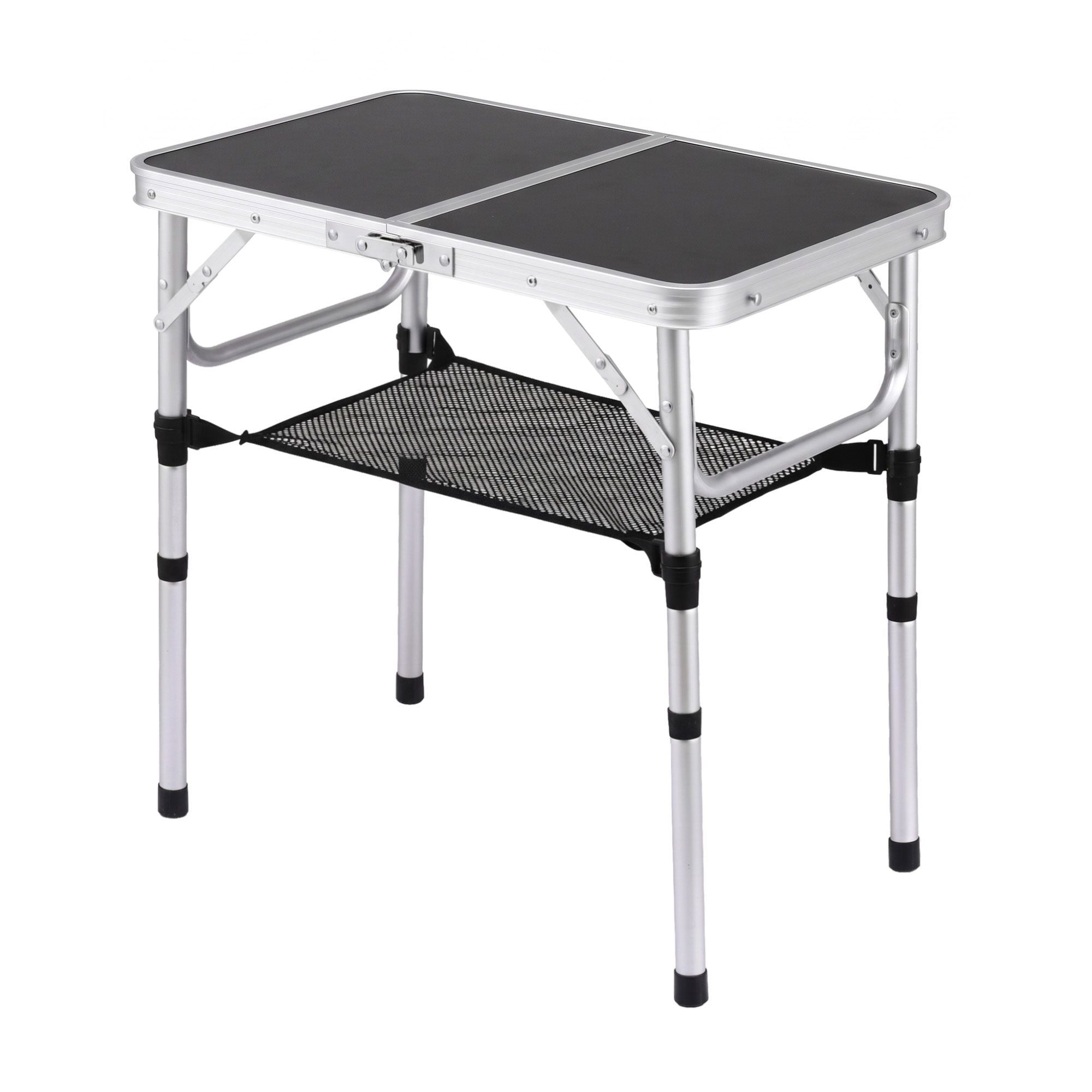 Weisshorn Folding Camping Table Adjustable Aluminium 60 x 40 cm Black