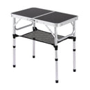 Weisshorn Folding Camping Table Adjustable Aluminium 60 x 40 cm Black