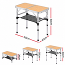Weisshorn Folding Camping Table Adjustable Aluminium 60 x 40 cm Wood Grain