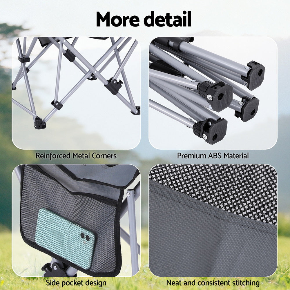 Weisshorn Camping Chair Adjustable Reclining Portable Outdoor Folding Chair Grey