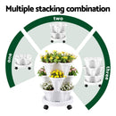 Green Fingers 3 Tier Stackable Vertical Planter Tower Strawberry Pot Wheels White