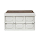 Gardeon Collapsible Outdoor Storage Box 50L Stackable Folding Camping Organizer Plywood Lid Beige