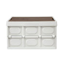 Gardeon Collapsible Outdoor Storage Box 50L Stackable Folding Camping Organizer Plywood Lid Beige