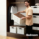 Gardeon Collapsible Outdoor Storage Box 50L Stackable Folding Camping Organizer Plywood Lid Beige