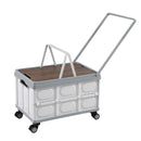 Gardeon Collapsible Outdoor Storage Box 54L Stackable Folding Camping Organizer Wheels Plywood Lid Beige