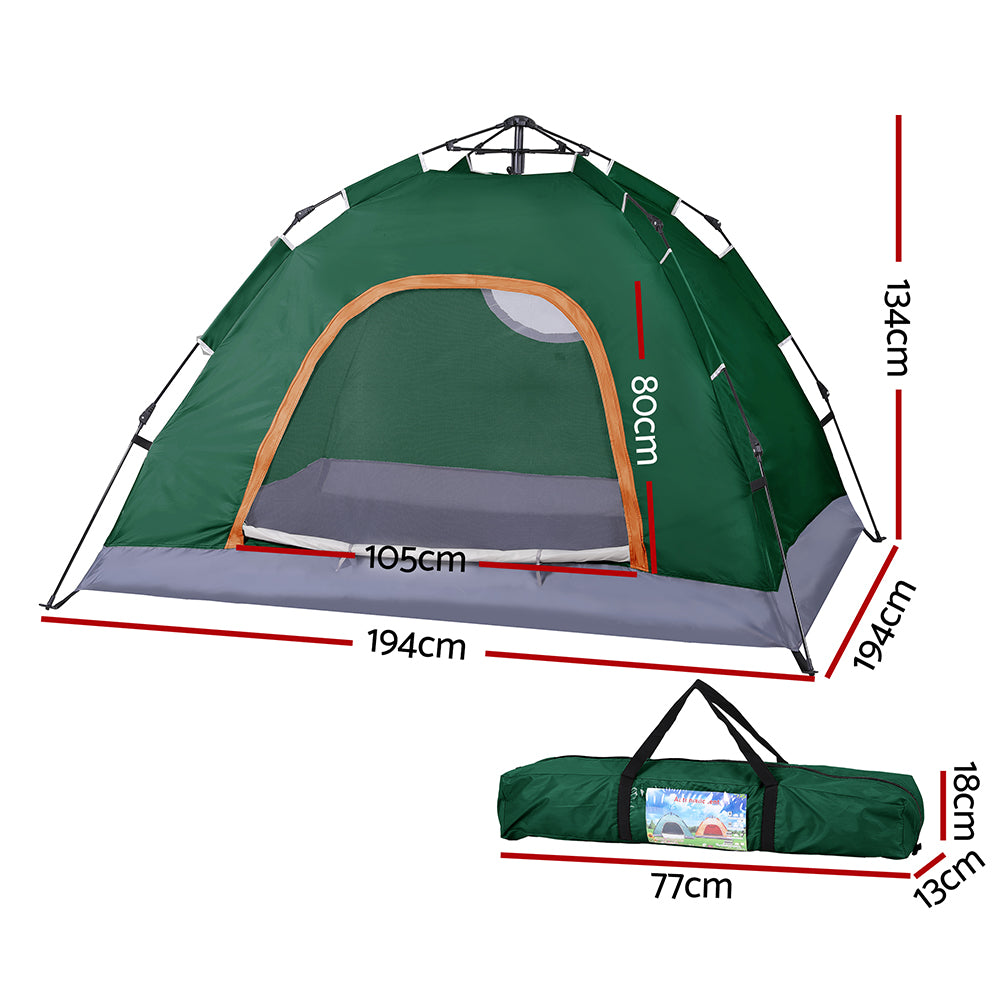 Weisshorn Camping Tent Instant Tent Pop up 2 Person Outdoor Hiking Tents Hiking Green