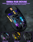 SOLAKAKA SM802 Pro Tri-Mode Gaming Mouse RGB 24000 DPI Hotswap