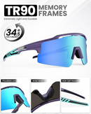 OutdoorMaster Hawk II Polarized Sports Sunglasses for Men Women, TAC 100% UV400 Protection TR90 Frame Cycling Sunglasses, Baseball Running Fishing Golf Glasses-Blue Frame+revo Blue Cat.3,Adult