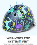OutdoorMaster Youth & Kids Bike Helmet - Adjustable Multi-Sports Skateboard Helmet with Removable Liners for Balance Bike, Kids Scooter, One Wheel Hoverboard,Graffiti-style helmet-Dinoverse Madness-Large