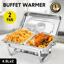 Alston 4.5LX2 Chafing Dish Set, Premium 410 Stainless Steel Buffet Warmer, Bain Marie Food Server with Fuel Holders & Lid, Stackable Catering Equipment for Hotels, Parties, Weddings & Banquets, Silver