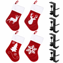 Jingle Jollys Christmas Stocking Set 4 Velvet Stockings 46.5cm & 4 No-Drill Holders