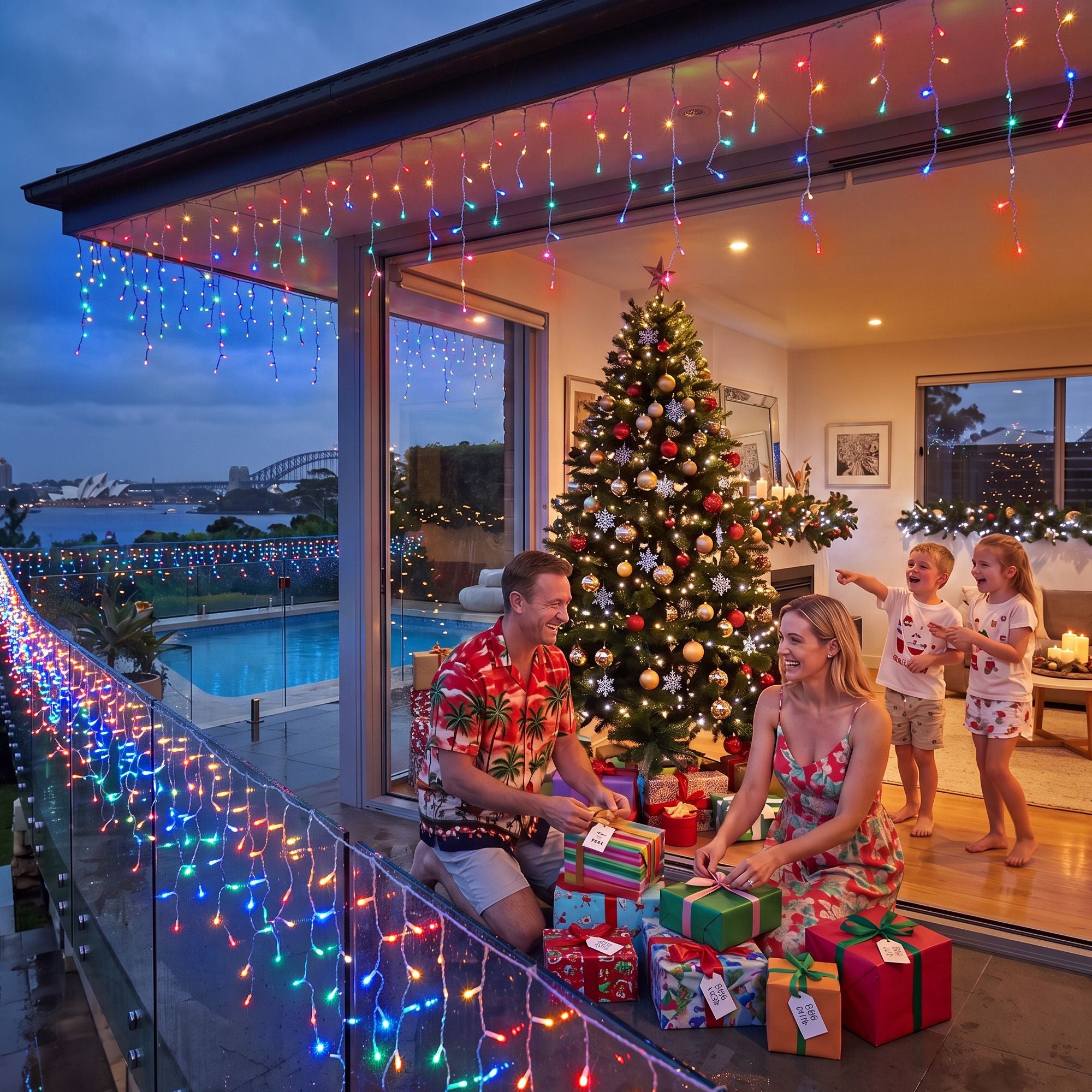 Jingle Jollys 32M Christmas Lights Icicle String Light 960 LED Multi-coloured