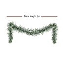 Jingle Jollys 3M Christmas Garland Pre-lit LED Lights Snow Frosted Tips Decor