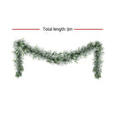 Jingle Jollys 3M Christmas Garland Pre-lit LED Lights Snow Frosted Tips Decor