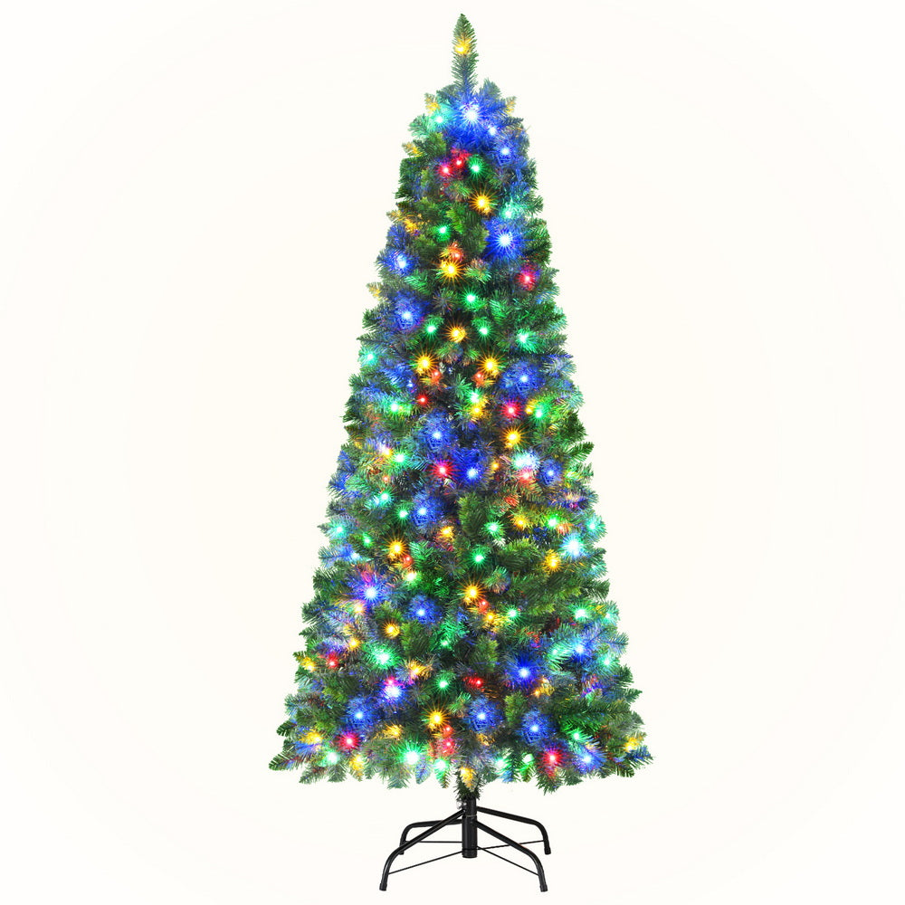 Jingle Jollys 1.8M Pre-lit Christmas Tree 8 Mode Multi Colour 200 LED Light Xmas