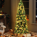Jingle Jollys Christmas Tree 1.8M LED Xmas Tree Party Decorations Red Barries