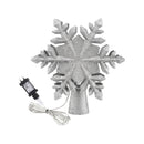 Jingle Jollys Christmas Tree Topper Lighted 360° Rotating Snowflake Projector Silver Glitter