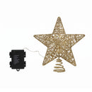 Jingle Jollys 3D Christmas Tree Topper Star 20 Warm LED Lights Gold Glitter