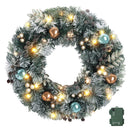 Jingle Jollys 60cm Christmas Wreath with LED Lights Snowy Garland Xmas Decor