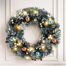 Jingle Jollys 60cm Christmas Wreath with LED Lights Snowy Garland Xmas Decor