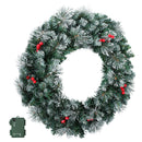 Jingle Jollys 60cm Christmas Wreath LED Lights Snowy Berries Garland Party Decor