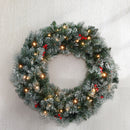 Jingle Jollys 60cm Christmas Wreath LED Lights Snowy Berries Garland Party Decor