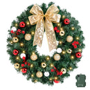 Jingle Jollys Christmas Wreath 60CM LED Garland Berries Bow Baubles Xmas Decor