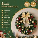 Jingle Jollys Christmas Wreath 60CM LED Garland Berries Bow Baubles Xmas Decor