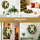 Jingle Jollys Christmas Wreath 60CM LED Garland Berries Bow Baubles Xmas Decor