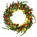 Jingle Jollys 60cm Pre-Lit Christmas Wreath LED Light Front Door Xmas Decor Garland